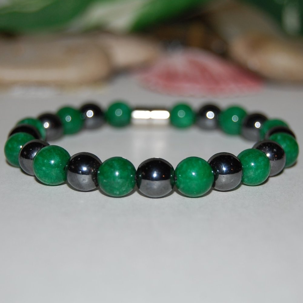 Jade Bracelet,Magnetic Bracelet,Jade and Magnetic Bracelet,Jade,Hematite 8mm